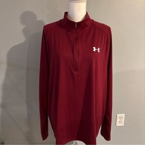 Under Armour Men's Maroon Mock Neck Pullover Loose Fit 1/4 Zip Size XXL
